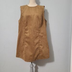 Divided H&M Brown Suede A-Line Mini Sleeveless Dress Size XL